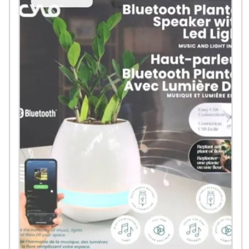 Bluetooth plant with speaker with LED light